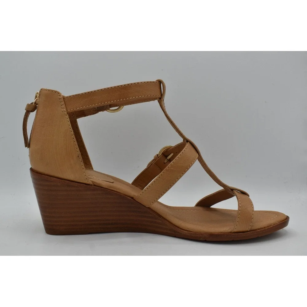 Sofft Women Size 10 Gaige Caramel Leather Gladiator Wedge Peep Toe Sandals Shoes